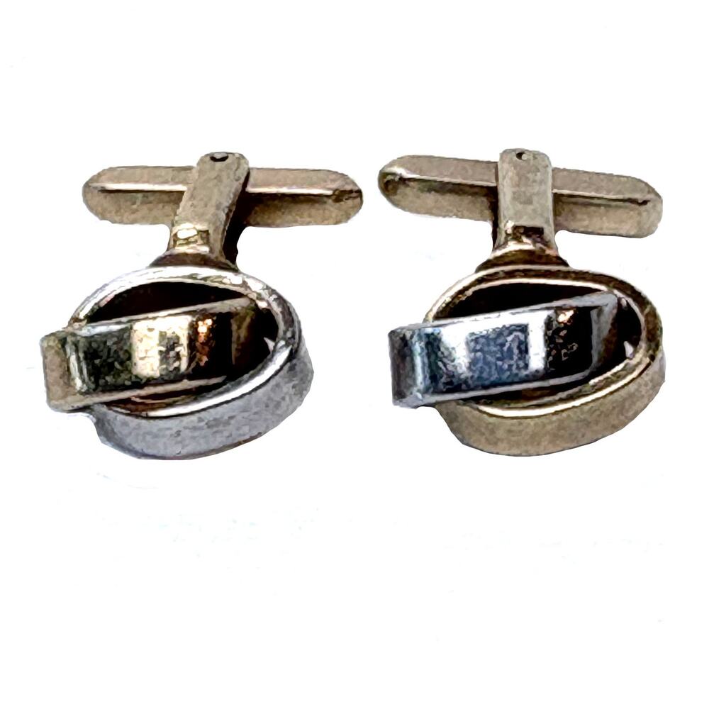 Vintage Mid Century Modern Color Gold And Silver Toned Cufflinks